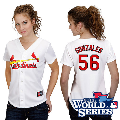 Marco Gonzales #56 mlb Jersey-St Louis Cardinals Women's Authentic Home White Cool Base World Series Baseball Jersey